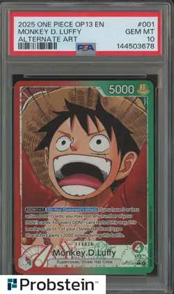 2025 One Piece OP13 #001 Monkey D. Luffy Alternate Art PSA 10 GEM MINT - Image 1