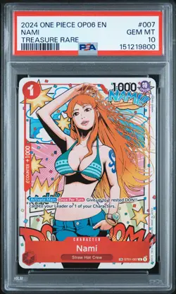 2024 ONE PIECE OP06-WINGS OF THE CAPTAIN TREASURE RARE #007 NAMI PSA 10 - Image 1