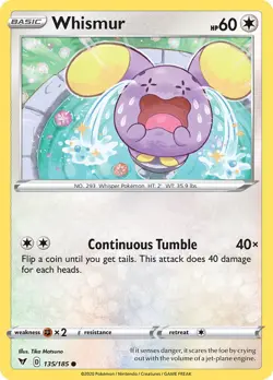 Whismur 135/185 Swsh04: Vivid Voltage Regular NM-Mint Pokemon Card TCG - Image 1