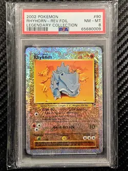 Rhyhorn Legendary Collection Reverse Holo Card 90/110 PSA 8 - Image 1