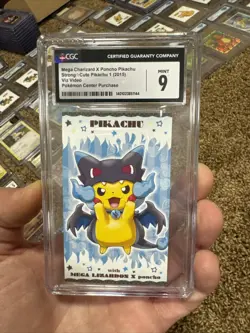 G2U CGC 9 Poncho Wearing Pikachu Mega Charizard Promo Japanese 2016 Pokemon Card - Image 1