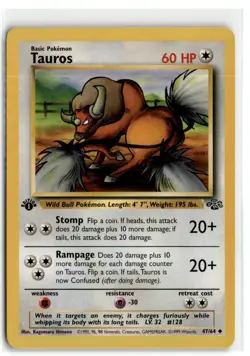 1999 POKEMON JUNGLE 1ST EDITION TAUROS #47/64 - - Image 1