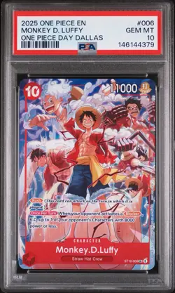 One Piece ST10 Monkey D. Luffy #006 Promo One Piece Day Dallas PSA 10 - Image 1