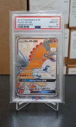 2019 POKEMON SUN & MOON HIDDEN FATES #SV50 FULL ART/HO-OH GX PSA 10 - Image 1