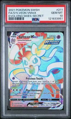 Sylveon VMAX PSA 10 English Pokemon Card 211/203 Evolving Skies 2021 Rainbow - Image 1
