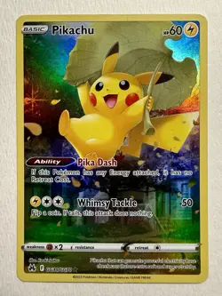 Pikachu GG30/GG70 Crown Zenith Galarian Gallery Holo Full Art NM Pokemon Card - Image 1