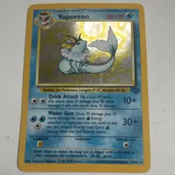 Pokemon Vaporeon Jungle Holo Rare Unlimited 12/64 80 HP English Wizards Card - Image 1