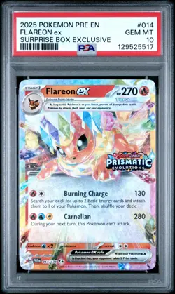 2025 Pokemon Flareon ex 014/131 Prismatic Evolutions SBE Promo Stamped PSA 10 - Image 1