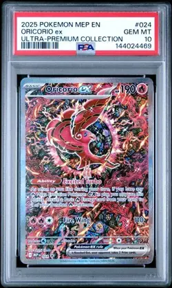 2025 POKEMON MEP EN-ME BLACK STAR PROMO 024 ORICORIO ex ULTRA-PREMIUM PSA 10 469 - Image 1