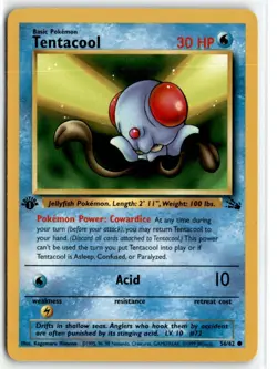 1999 POKEMON FOSSIL 1ST EDITION TENTACOOL #56/62 - Image 1