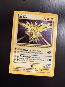 Pokemon TCG Base Set Zapdos Holo Rare Card 16/102 1999 - Image 1