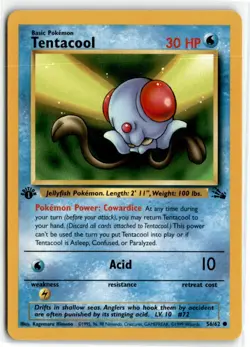 1999 POKEMON FOSSIL 1ST EDITION TENTACOOL #56/62 - - Image 1