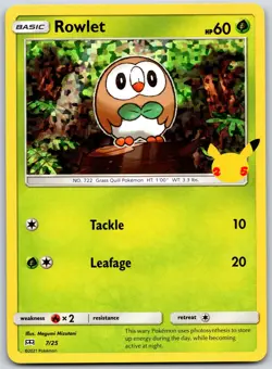 POKEMON MCDONALD'S 25TH ANNIVERSARY PROMOS ROWLET 007/025 PROMO HOLO NM - Image 1