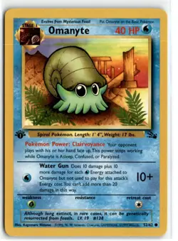1999 POKEMON FOSSIL 1ST EDITION OMANYTE #52/62 - Image 1