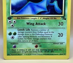 Golbat 34/62 – Fossil (1st Edition) - NM - 1999 WOTC Vintage Pokemon TCG - Image 3