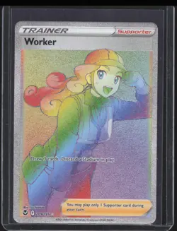 2022 Pokemon Sword & Shield Silver Tempest Worker #209/195 Rainbow Rare NM - Image 1