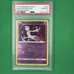 2023 POKEMON SWORD & SHIELD CROWN ZENITH #059 MEWTWO-REVERSE FOIL PSA 10 - Image 3