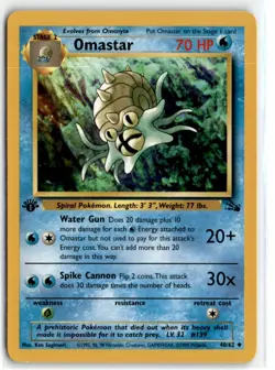1999 POKEMON FOSSIL 1ST EDITION OMASTAR #40/62 - - Image 1