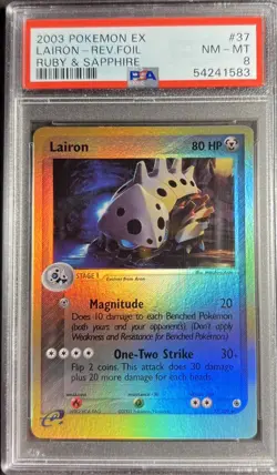 2003 Pokemon EX Ruby & Sapphire 37 Lairon Reverse PSA 8 - Image 1