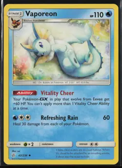 Vaporeon 42/236 Cosmic Eclipse Uncommon Near Mint - Image 1