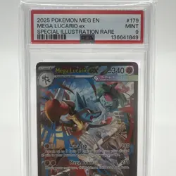 2025 POKEMON MEG EN -MEGA LUCARIO ex SPECIAL ILLUSTRATION RARE - MINT PSA 9 #179 - Image 3