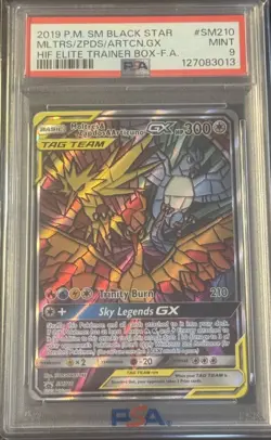 2019 Pokemon Moltres Zapdos Articuno GX SM210 Hidden Fates Promo - PSA 9 - Image 1