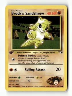 Brock's Sandshrew 71/132 Common Gym Heroes Pokemon 1st Edition Lightly Played - Image 1