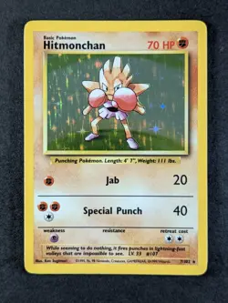 1999 Pokemon HITMONCHAN #7/102 Base Set Unlimited galaxy Star Holo Rare English - Image 1