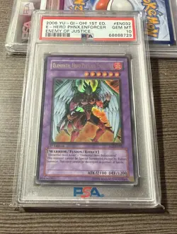 YuGiOh Elemental Hero Phoenix Enforcer Enemy of Justice 1st Ed EOJ-EN032 PSA 10 - Image 1