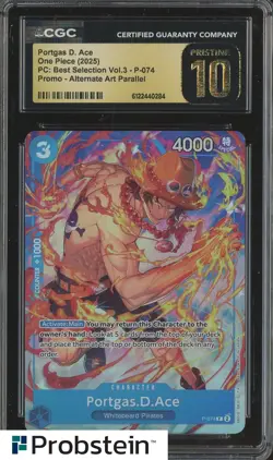 2025 One Piece PC Best Selection Vl.3 P-074 Portgas D. Ace Promo CGC 10 PRISTINE - Image 1