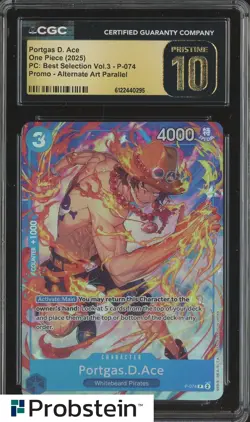2025 One Piece PC Best Selection Vl.3 P-074 Portgas D. Ace Promo CGC 10 PRISTINE - Image 1