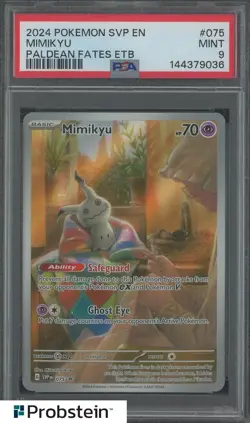 2024 POKEMON SVP EN-SV BLACK STAR PROMO #075 MIMIKYU PALDEAN FATES ETB PSA 9 - Image 1