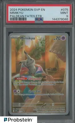 2024 POKEMON SVP EN-SV BLACK STAR PROMO #075 MIMIKYU PALDEAN FATES ETB PSA 9 - Image 1
