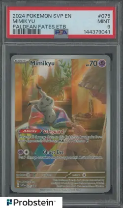 2024 POKEMON SVP EN-SV BLACK STAR PROMO #075 MIMIKYU PALDEAN FATES ETB PSA 9 - Image 1
