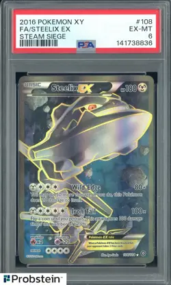 2016 Pokemon XY Steam Siege #108 FA Steelix EX PSA 6 EX-MT - Image 1