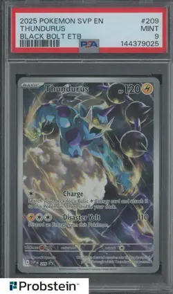 2025 POKEMON SVP EN-SV BLACK STAR PROMO #209 THUNDURUS BLACK BOLT ETB PSA 9 - Image 1