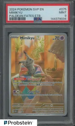 2024 POKEMON SVP EN-SV BLACK STAR PROMO #075 MIMIKYU PALDEAN FATES ETB PSA 9 - Image 1
