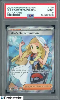 2025 Pokemon MEG EN Ultra Rare #169 Lillie's Determination PSA 9 MINT - Image 1