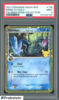 2021 Pokemon SWSH BSP Celebrations Collection #136 Mimikyu Holo PSA 9 - Image 1