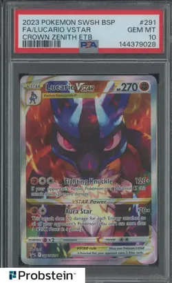2023 POKEMON SWSH BLACK STAR PROMO #291 FA LUCARIO VSTAR CROWN ZENITH ETB PSA 10 - Image 1