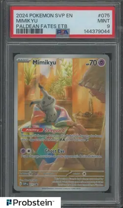 2024 POKEMON SVP EN-SV BLACK STAR PROMO #075 MIMIKYU PALDEAN FATES ETB PSA 9 - Image 1