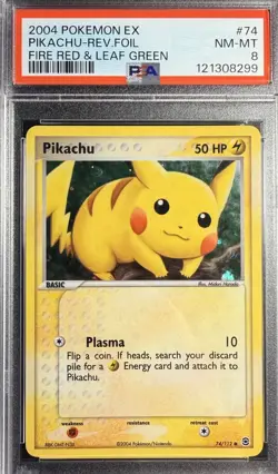 2004 Pokemon Fire Red & Leaf Green Pikachu 74/112 Rev Foil PSA 8 Low Pop 75 - Image 1