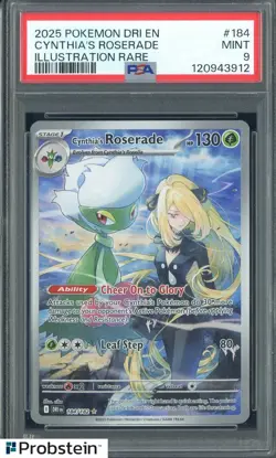 2025 Pokemon DRI EN Illustration Rare #184 Cynthia's Roserade PSA 9 MINT - Image 1