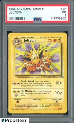 1999 Pokemon Jungle #20 Jolteon PSA 1 PR - Image 1