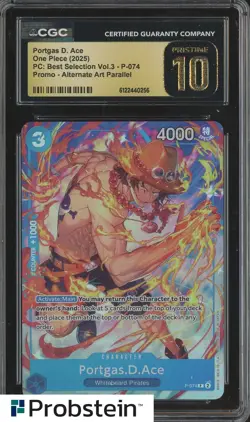 2025 One Piece PC Best Selection Vl.3 P-074 Portgas D. Ace Promo CGC 10 PRISTINE - Image 1