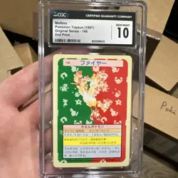 Moltres 146 Topsun Green Back Pokemon Card Japanese 1997 GEM MT Japan CGC 10 - Image 1