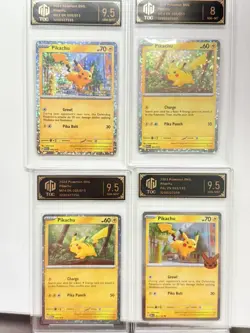Graded Pokemon TCG TOC 9.5/8 Pikachu Holo 4-Card Set (M23, M24, Paldea)lot AB78 - Image 1