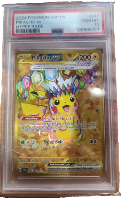 2024 POKEMON SSP EN-SURGING SPARKS HYPER RARE #247 PIKACHU EX PSA 10 - Image 1