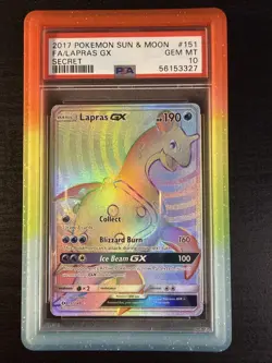 FULL ART FA LAPRAS GX PSA 10 2017 POKEMON SUN & MOON #151/149 SECRET RARE 020 - Image 1