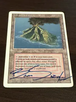 MTG Revised Dual Land Volcanic Island Reserved List 1994 Magic LP Signed - Image 5